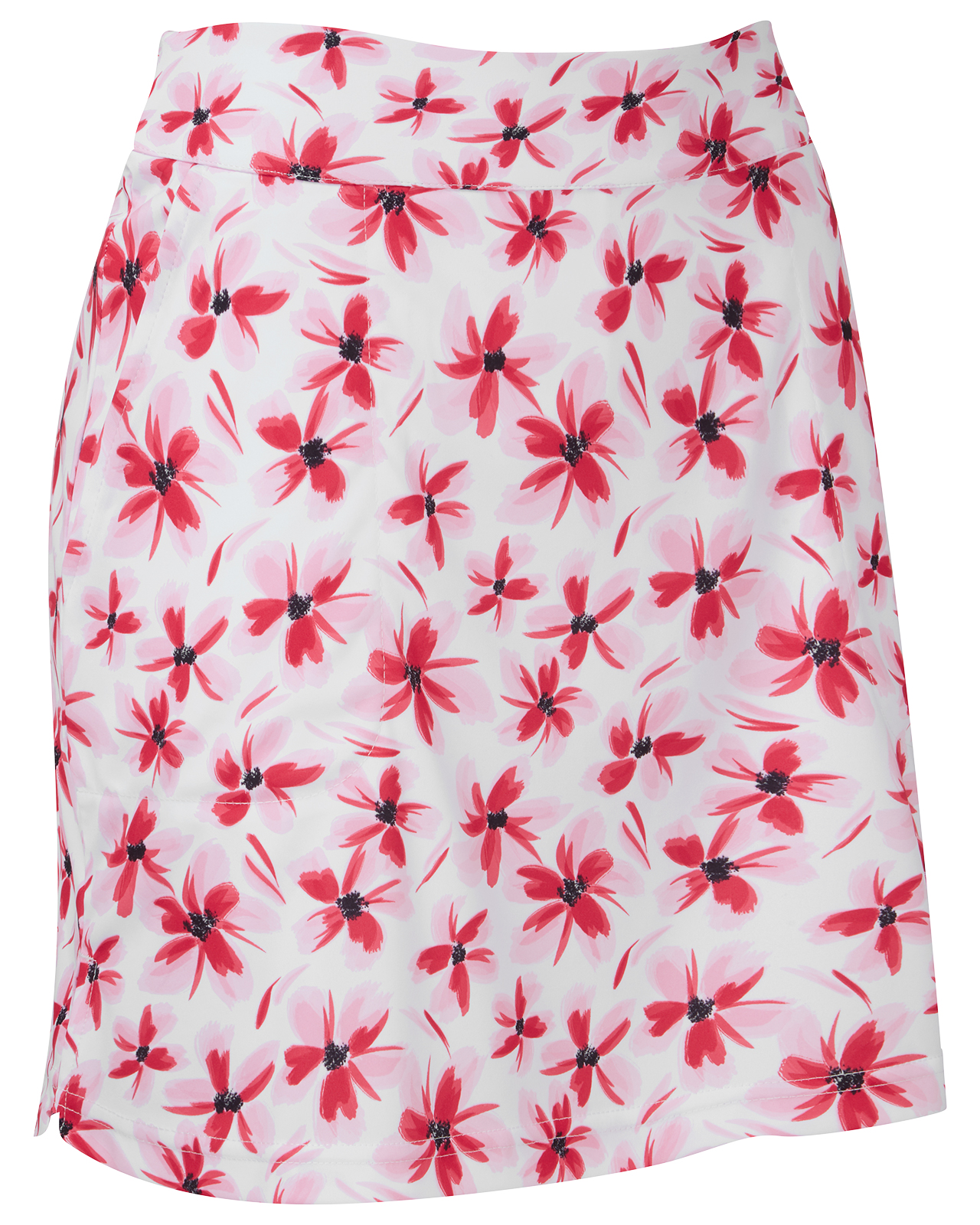 Floral Print, Skort, Dam - pink_red_black